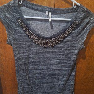 Studio Y blouse with beaded neckline